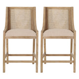 French Country Fabric Upholstered Counter Stools (Set of 2)