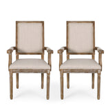 French Country Style Upholstered Dining Chair With Square Backrest