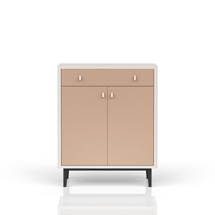 Bar Cabinet With Large Storage - White / Pecan