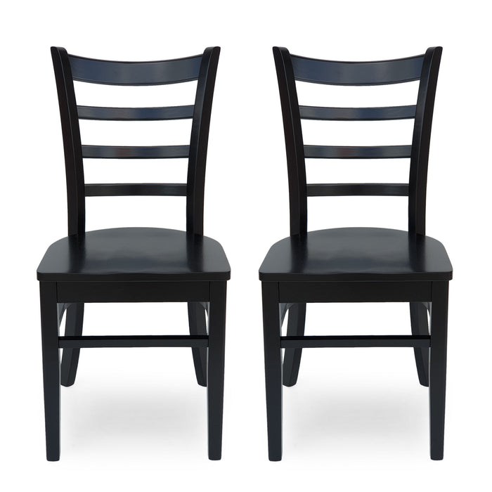 Farmhouse Style Dining Chair Set With Traditional Ladder Back Design