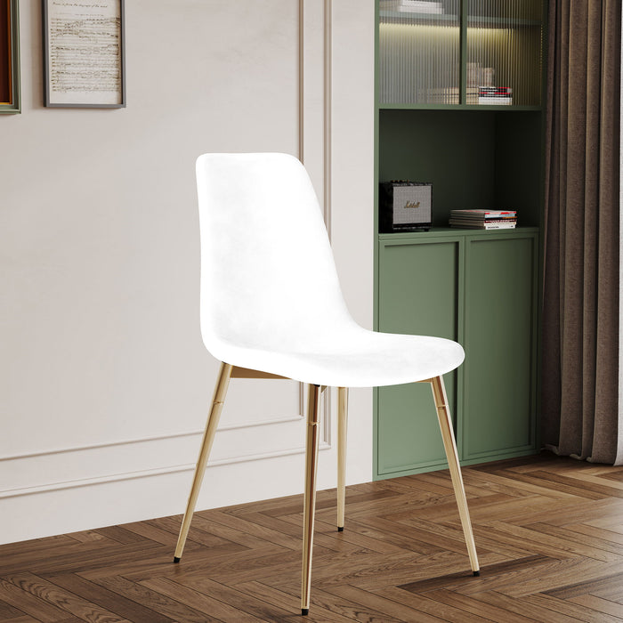 Fabric Dining Chairs, Upholstered Armless Accent Chairs, Classical Appearance And Metal Legs (Set of 4)