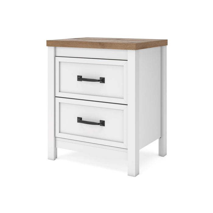 Kerisden - Two Drawer Night Stand - White / Brown