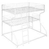 Industrial Triple Bunk Bed With Dual Ladders Frame, Space Saving Design