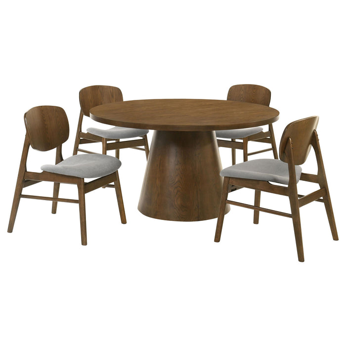 Franklin 5-piece 54-inch Round Dining Table Set Dark Brown