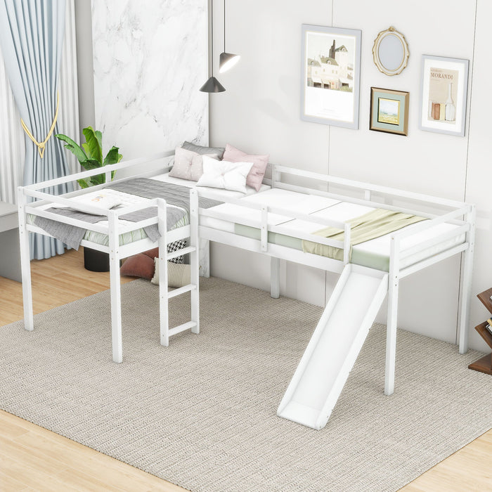 L Shaped Loft Bed With Ladder And Slide