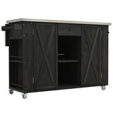 Outdoor Kitchen Island With Stainless Steel Top, Ample Storage Space, Towel And Spice Racks And A Bottle Opener