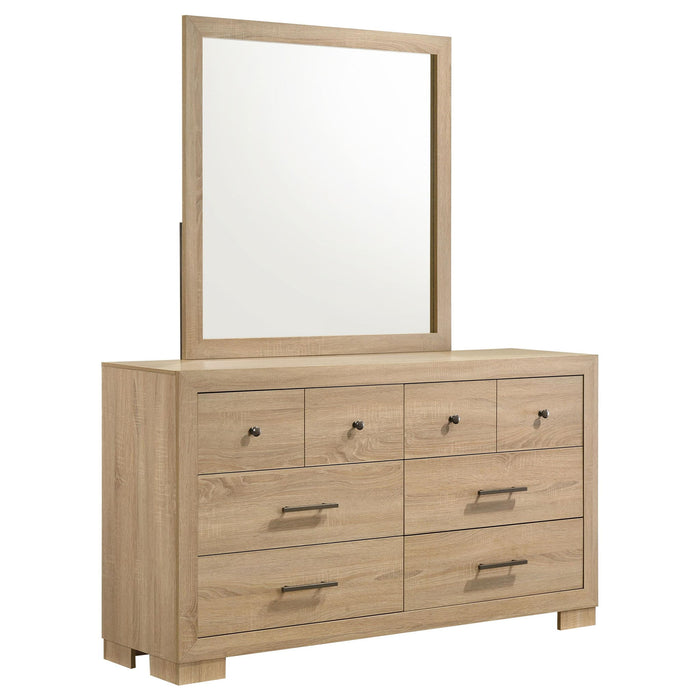 Arielle 6-drawer Bedroom Dresser with Mirror Light Oak