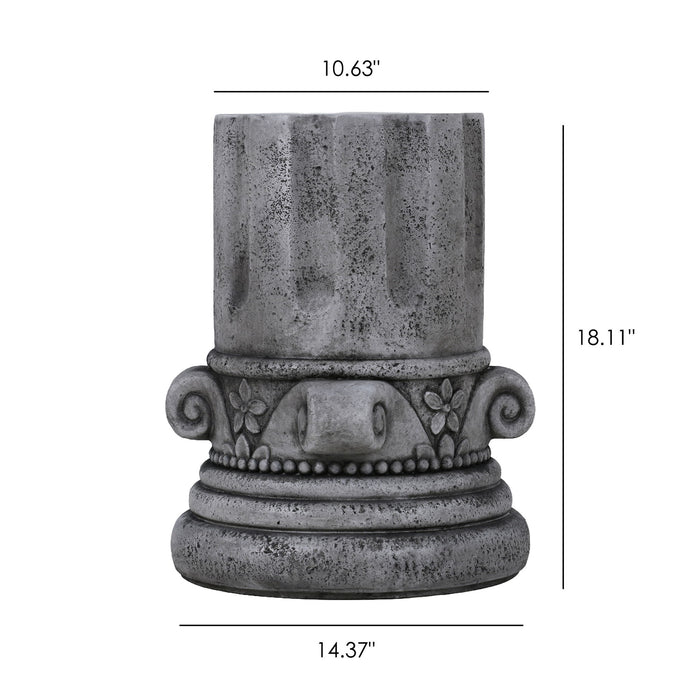 Outdoor End Table, Round Side Table For Patio And Garden - Antique Gray