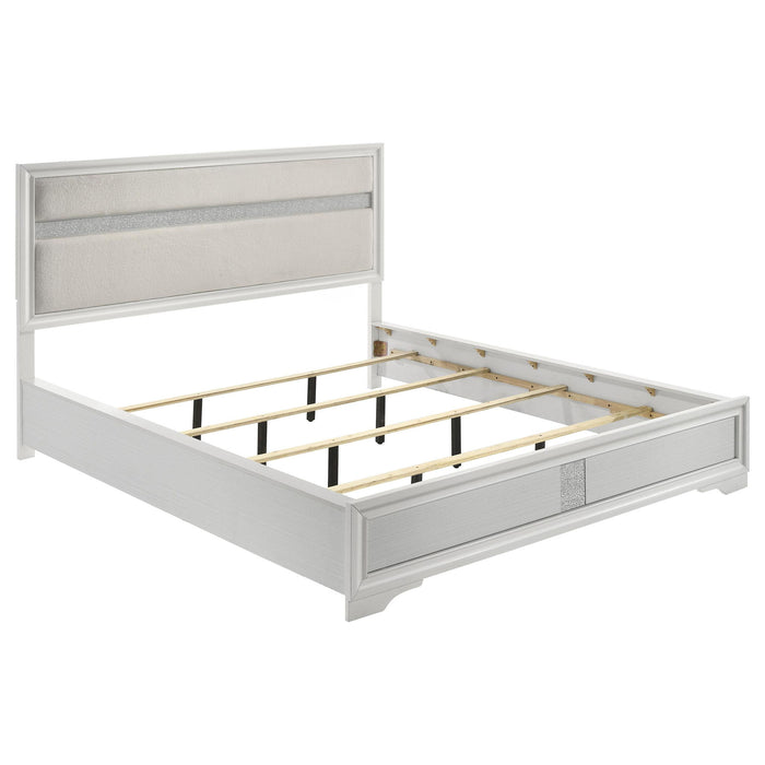 Miranda 54-inch Upholstered California King Panel Bed White