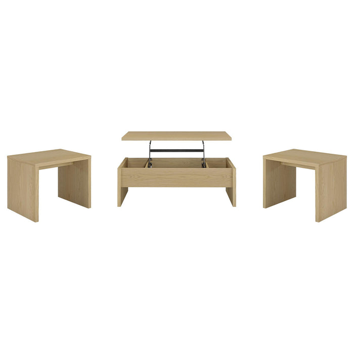 Canoga 3-piece Lift Top Cocktail Coffee Table Set Light Oak