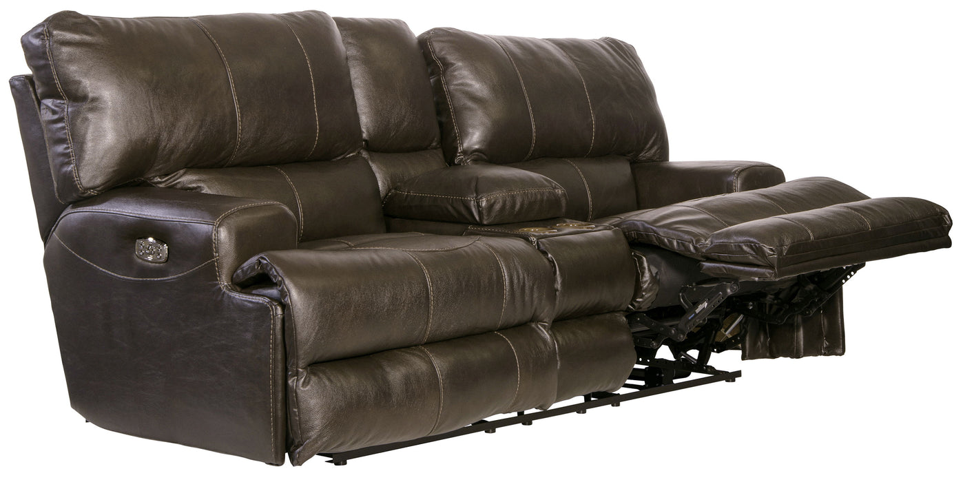 Wembley - Power Headrest With Lumbar Lay Flat Reclining Console Loveseat