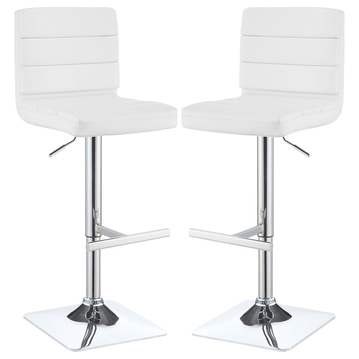 Bianca Upholstered Adjustable Bar Stool White (Set of 2)