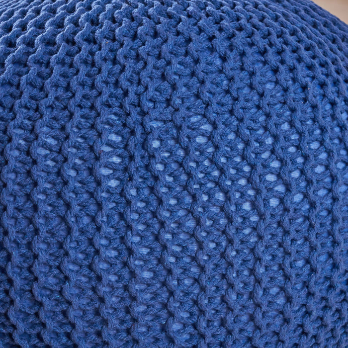 Bordeaux - Knitted Round Pouf, Versatile Ottoman And Floor Cushion