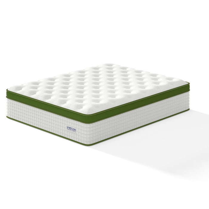 Snooze Mattress Company Glacier - 14" Euro Top Medium Hybrid Mattress With Independently Encased Coils & Gel Memory Foam
