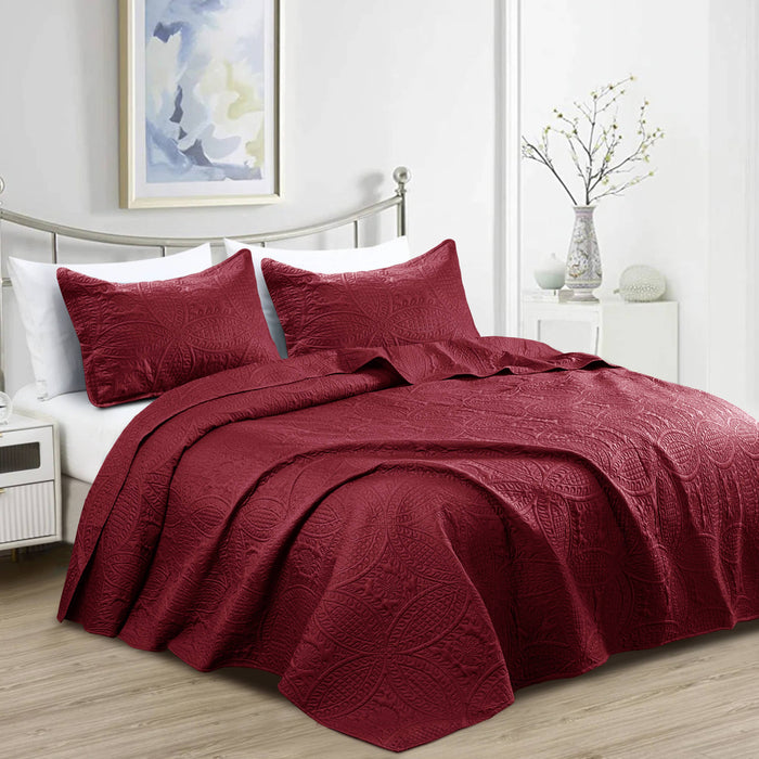 Quilted Bedspread 3 Pc Coverlet Bedding Quilt Set All Season