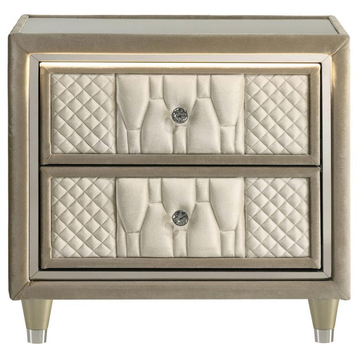 Lorient - 2-Drawer LED Nightstand With USB