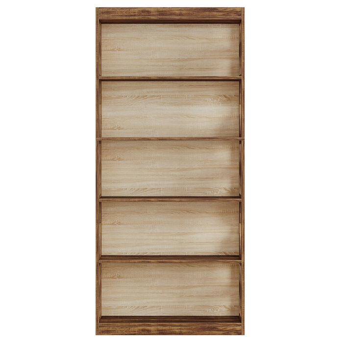 Rhombus Open Bookcase, 6 Tier Storage Shelves For Apartment - Brown