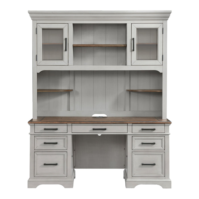Drake - 66" Credenza - Rustic White / French Oak