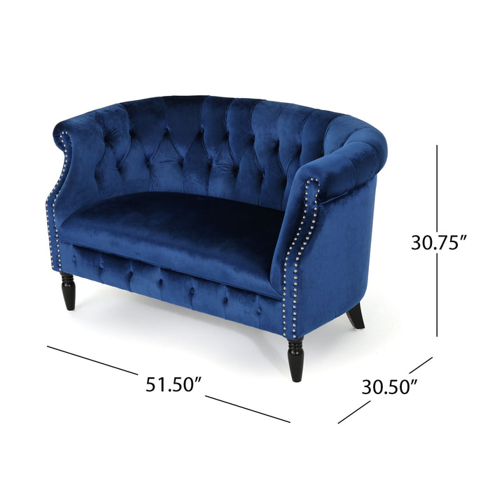 Antique Chesterfield Style Loveseat With Button Tufting