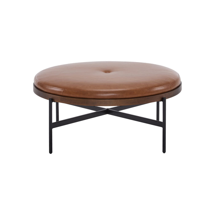 Lyricie - Modern Cocktail Ottoman With Foam Padding And Metal X Base - Brown / Black
