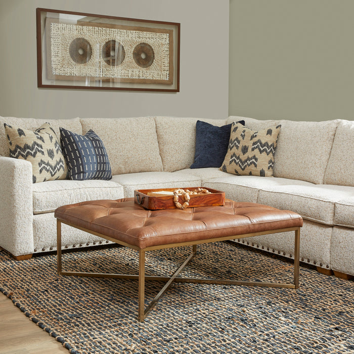 Hamilton - Square Upholstered Ottoman - Chestnut