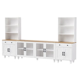 Farmhouse TV Stand With Solid Wood Gourd Shaped Legs For TVs Up To 70"