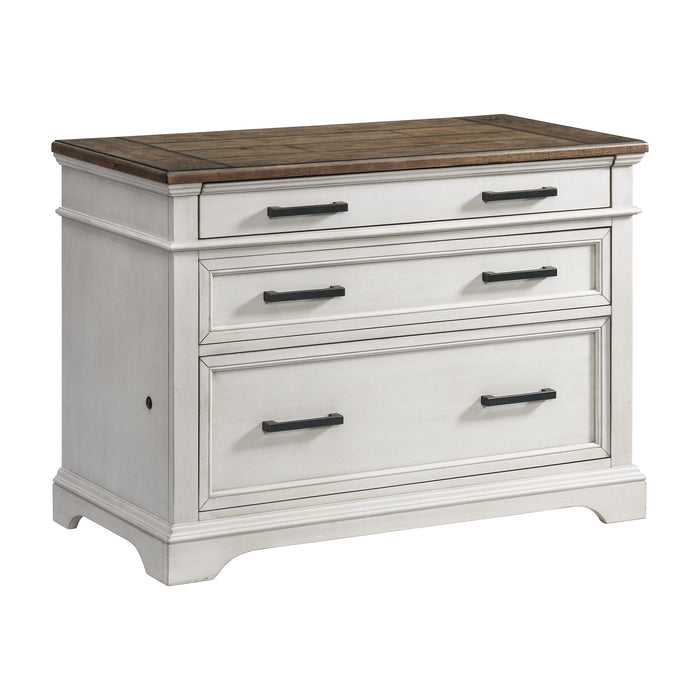 Drake - Lateral File Cabinet - Rustic White / French Oak