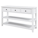 Retro Design Console Table With Two Open Shelves, Pine Frame And Legs For Living Room