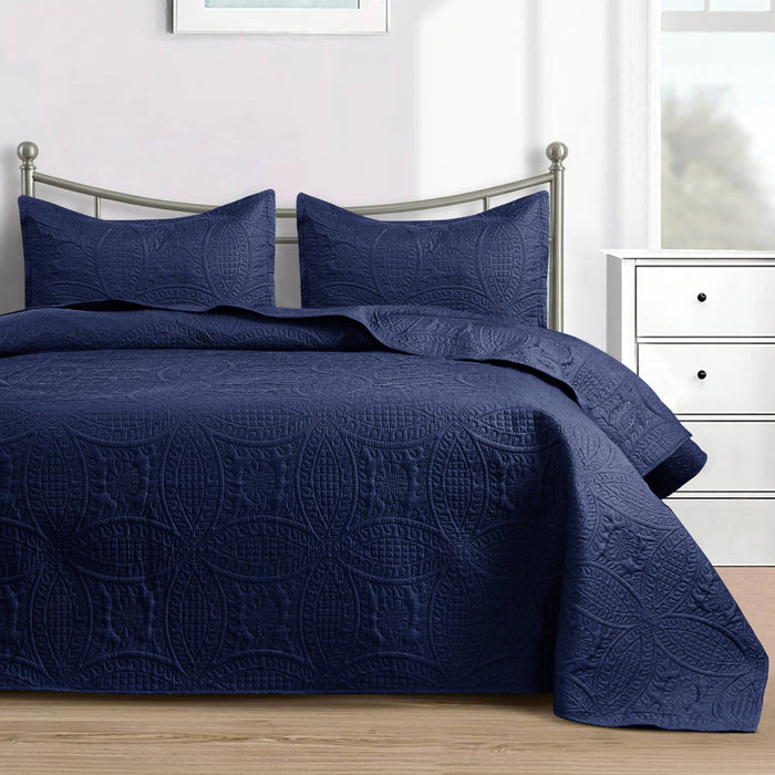 Quilted Bedspread 3 Pc Coverlet Bedding Quilt Set All Season