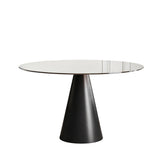 Round Dining Table & Tempered Glass Top - Black / Brown