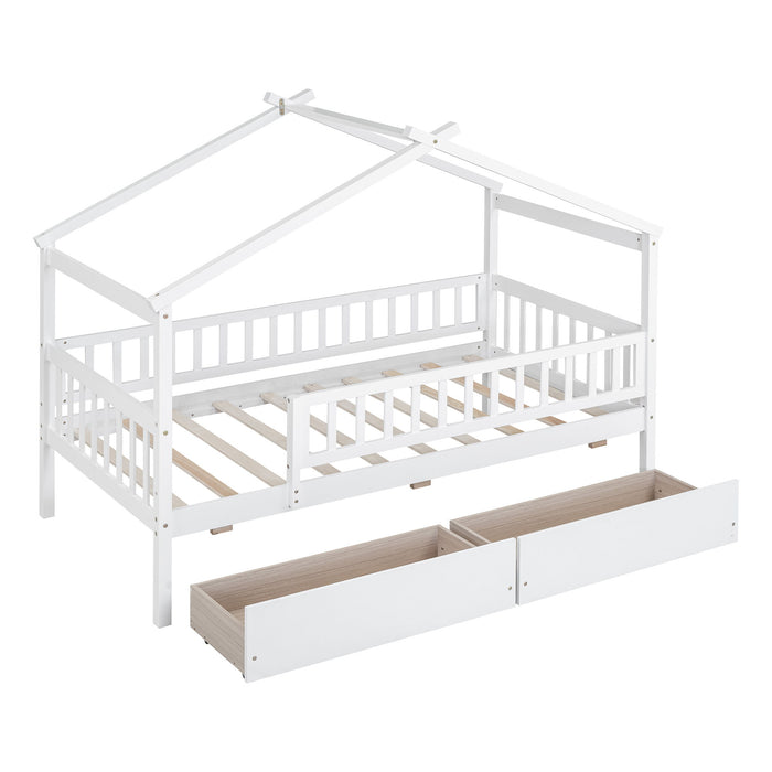 House Bed With 2 Drawers