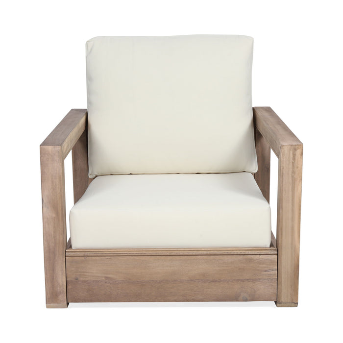 Outdoor Club Chair With Back And Seat Cushion - Brown