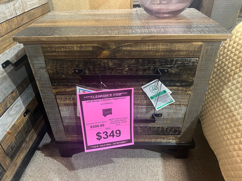 Loft brown 2 drawer nightstand