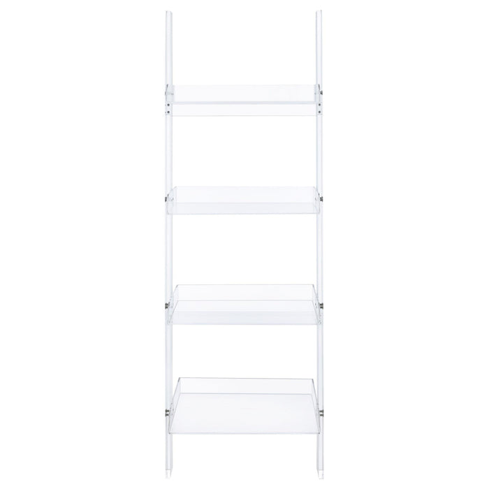 Amaturo 72-inch 4-shelf Acrylic Ladder Bookshelf Clear