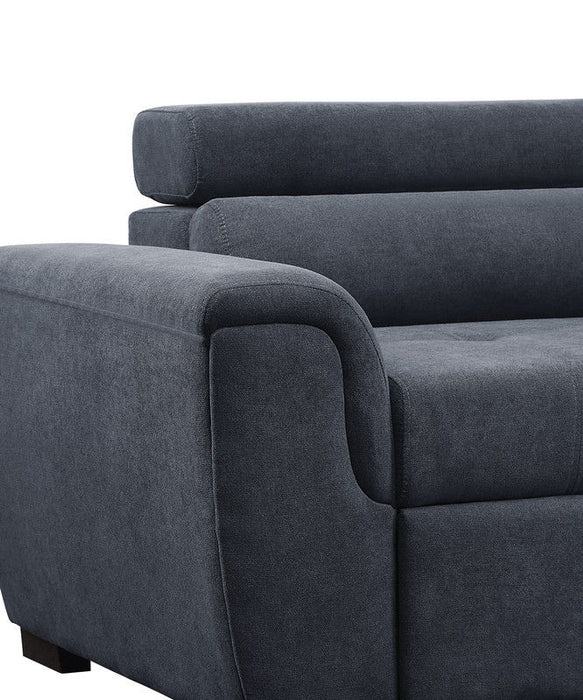 Haris - Sleeper Sofa Sectional With Adjustable Headrest And Storage Ottoman - Dark Gray