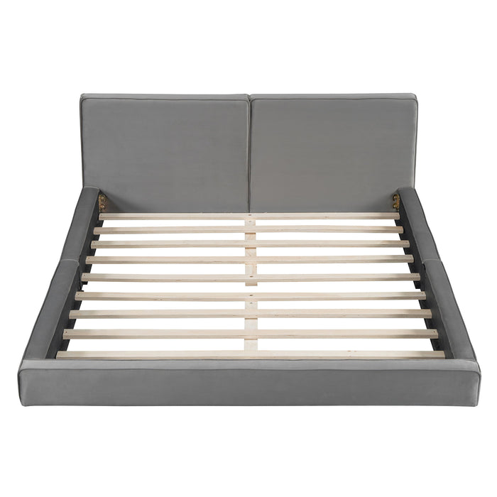 Upholstered Platform Bed, Grounded Bed With Solid Frame
