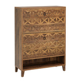Narrow Shoe Cabinet With 2 Flip Drawers For Entryway Organizer - Rustic Brown