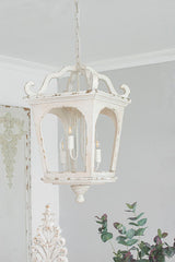 4 Light Wood Chandelier, Hanging Light Fixture With Adjustable Chain For Kitchen, Bulb Not Included - Cream White