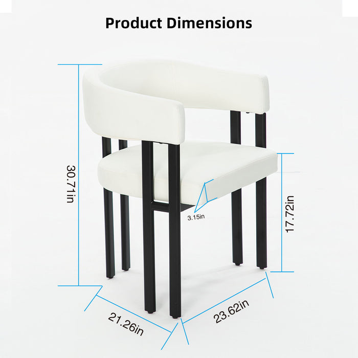 Modern Dining Upholstered Barrel Chair With Curved Back And Armrests