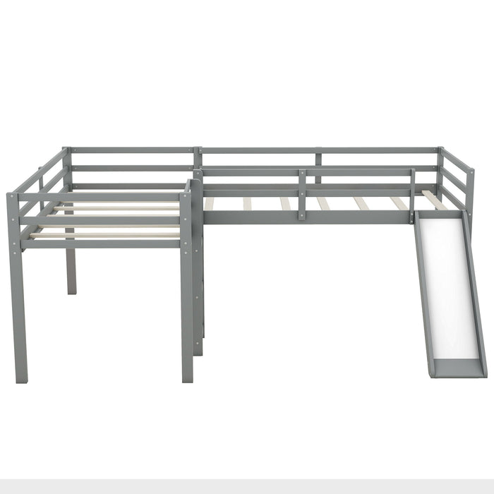 L Shaped Loft Bed With Ladder And Slide