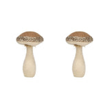 Mushroom Holiday Ornament, For Harvest Festival Fall Festival & Thanksgiving Table Decorations (Set of 2) - Beige / Light Brown