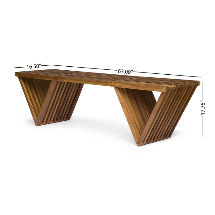 Gloaming - Outdoor Bench With Slat Design And Triangular Base