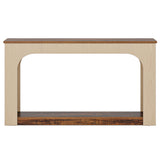 2 Tier Narrow Console Table With LED Lights For Entryway - Brown