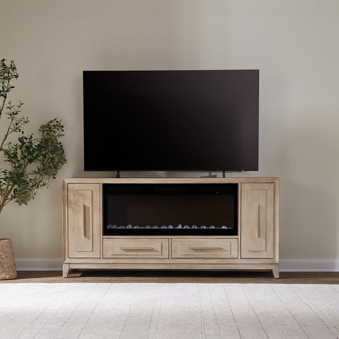 Fireplace TV Consoles - 789 80" Console With Fire FT - Light Brown