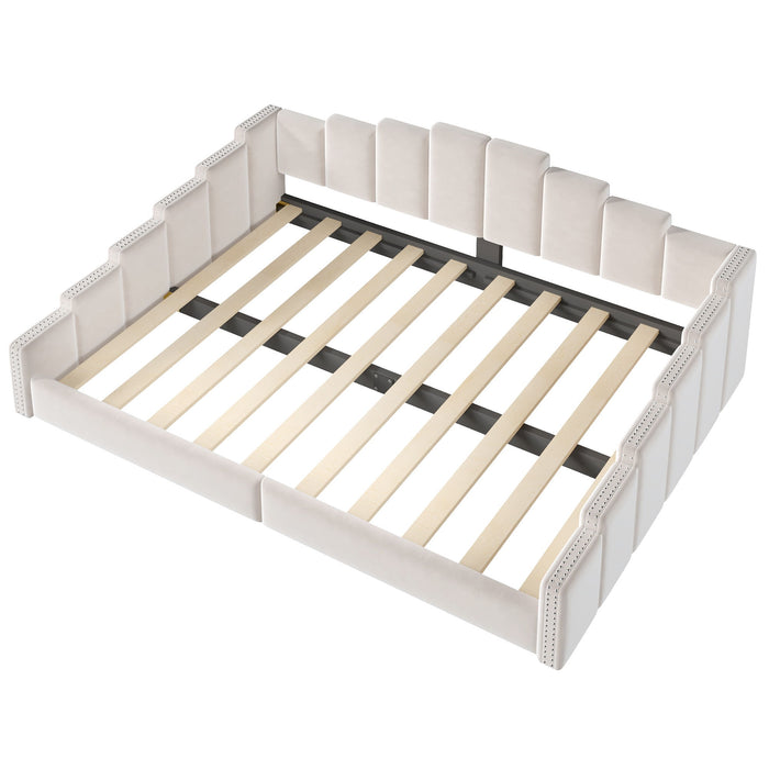 Upholstered Daybed With Nailhead Trim, Platform Bed Frame