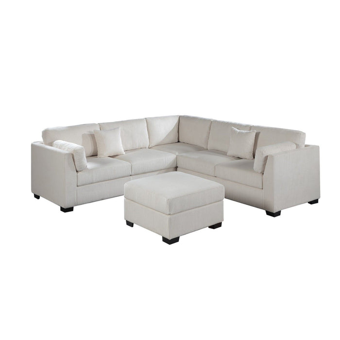 Contemporary L - Sectional Sofa Set With Ottoman And Pillows