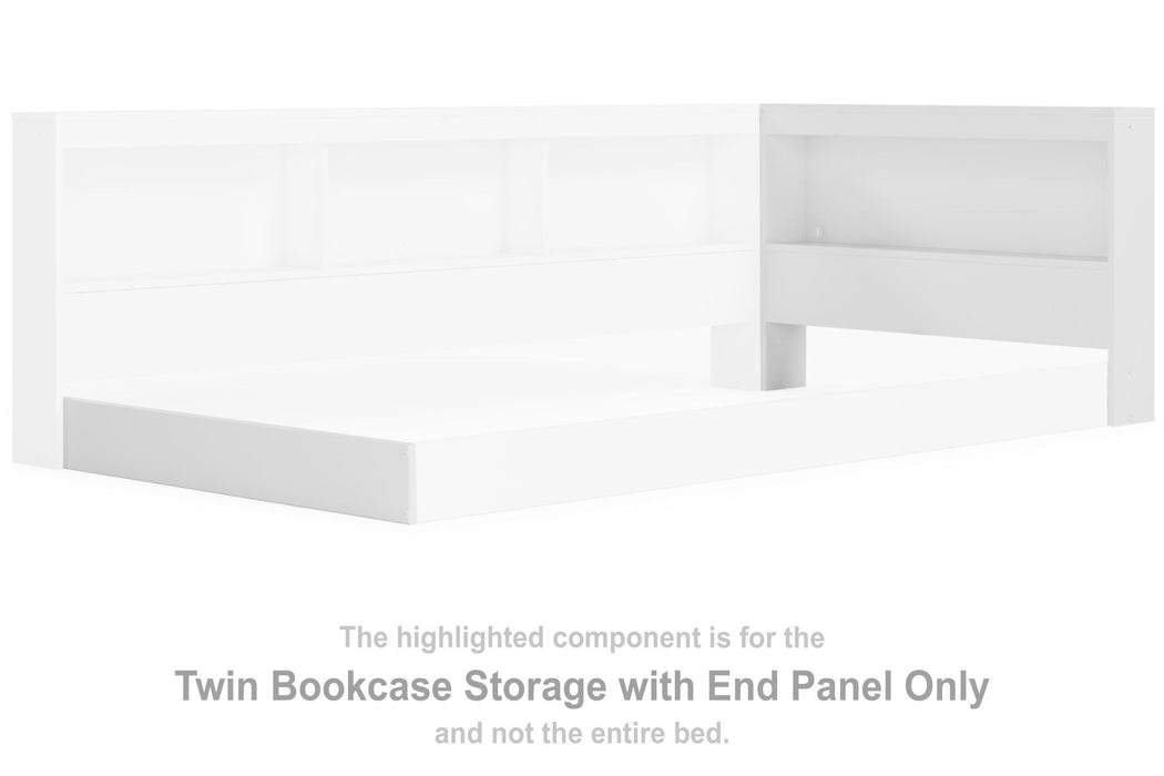 Piperton - T Bookcase Storage w/End Panel - White