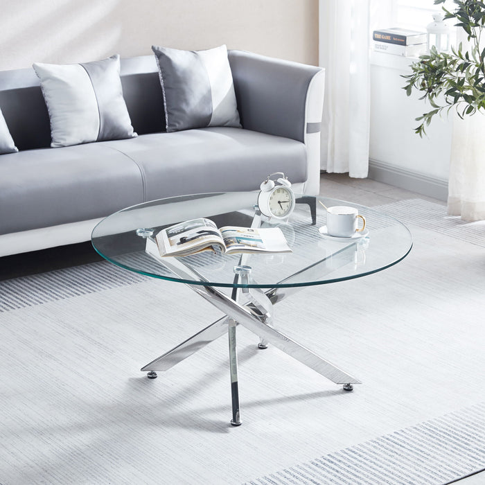 Modern Round Tempered Glass Table With Legs