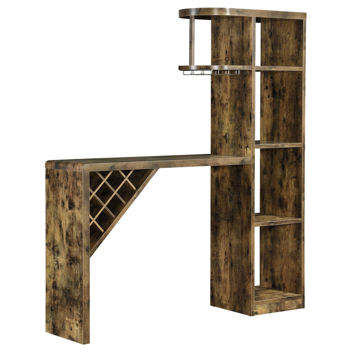 Kady - 5 Shelf Home Bar Table With Wine & Stemware Storage - Brown