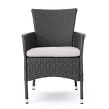 Dimensional Outdoor Dining Chair With Cushion Seat And Iron Frame (Set of 2)